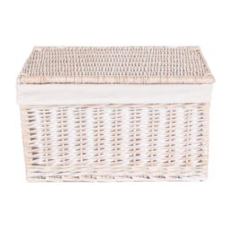 Red Hamper Wicker White Wash Steamed Cotton Lined Storage Basket - Size: Medium - thumbnail 3