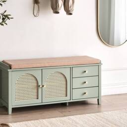 Wyld and Coco Mint Green Shoe Bench With 3 Drawers and Padded Seat