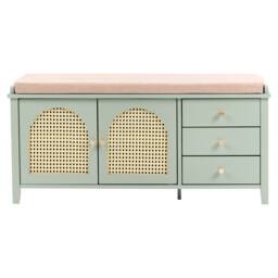 Wyld and Coco Mint Green Shoe Bench With 3 Drawers and Padded Seat - thumbnail 5