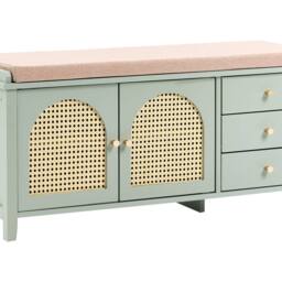 Wyld and Coco Mint Green Shoe Bench With 3 Drawers and Padded Seat - thumbnail 2