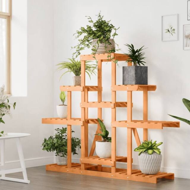 Berkfield Home Elegant Flower Stand 110x25x96 cm Solid Wood Fir in Brown - Size: 110 x 25 x 96 cm - image 1