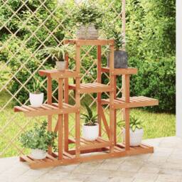 Berkfield Home Elegant Flower Stand 110x25x96 cm Solid Wood Fir in Brown - Size: 110 x 25 x 96 cm - thumbnail 2