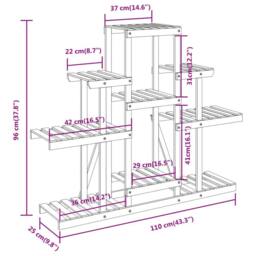 Berkfield Home Elegant Flower Stand 110x25x96 cm Solid Wood Fir in Brown - Size: 110 x 25 x 96 cm - thumbnail 8