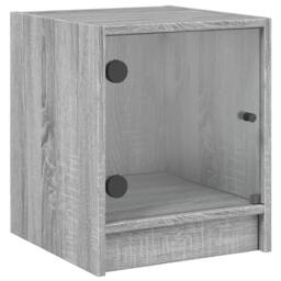 Berkfield Home Elegant Bedside Cabinets with Glass Doors 2 pcs Grey Sonoma 35x37 - thumbnail 6