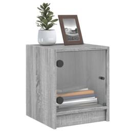 Berkfield Home Elegant Bedside Cabinets with Glass Doors 2 pcs Grey Sonoma 35x37 - thumbnail 4