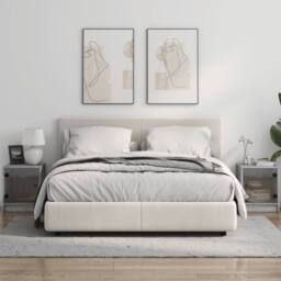 Berkfield Home Elegant Bedside Cabinets with Glass Doors 2 pcs Grey Sonoma 35x37 - thumbnail 1