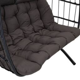 Living and Home 2-Seater Swing Hanging Egg Chair with Metal Stand in Dark Grey - Size: Medium - thumbnail 8