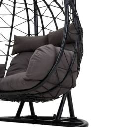 Living and Home 2-Seater Swing Hanging Egg Chair with Metal Stand in Dark Grey - Size: Medium - thumbnail 9