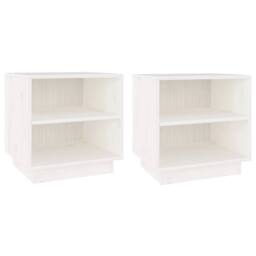 Berkfield Home Bedside Cabinets 2 pcs White 40x34x40 cm Solid Wood Pine - Size: 40 x 34 x 40 cm - thumbnail 1