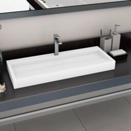Berkfield Home Wash Basin 120x46x11 cm Mineral Cast/Marble Cast White - Size: 120 x 46 x 11 cm