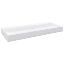 Berkfield Home Wash Basin 120x46x11 cm Mineral Cast/Marble Cast White - Size: 120 x 46 x 11 cm - thumbnail 2
