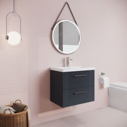 Balterley Wall Hung 2 Drawers Vanity Unit - Mid-Edge Basin 600mm, Satin Dark Grey - thumbnail 4