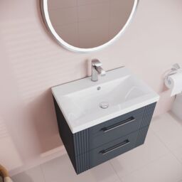 Balterley Wall Hung 2 Drawers Vanity Unit - Mid-Edge Basin 600mm, Satin Dark Grey - thumbnail 3