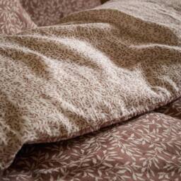 Yard Perrie Leaf Muslin 100% Cotton Duvet Cover Set in Walnut - Size: King - thumbnail 5
