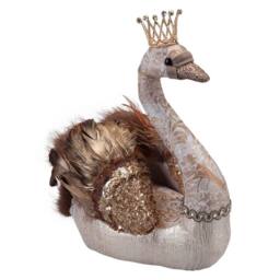 VFM e-Store Christmas Swan Decoration 27cm x 24cm Gold X 1 - Size: 27 cm x 24 cm