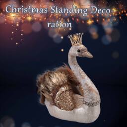 VFM e-Store Christmas Swan Decoration 27cm x 24cm Gold X 1 - Size: 27 cm x 24 cm - thumbnail 3