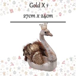 VFM e-Store Christmas Swan Decoration 27cm x 24cm Gold X 1 - Size: 27 cm x 24 cm - thumbnail 2