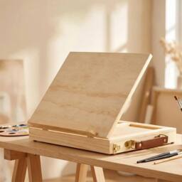 EONLION Wooden Table Easel Box with Storage in Brown - Size: 500mm - thumbnail 4
