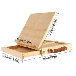 EONLION Wooden Table Easel Box with Storage in Brown - Size: 500mm - thumbnail 2
