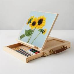 EONLION Wooden Table Easel Box with Storage in Brown - Size: 500mm - thumbnail 5