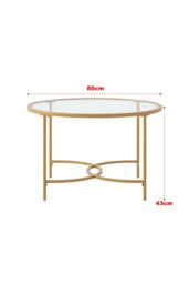 Living and Home Gold Modern Round Tempered Glass Coffee Table for Living Room - thumbnail 3