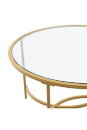 Living and Home Gold Modern Round Tempered Glass Coffee Table for Living Room - thumbnail 6