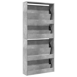 Berkfield Home Shoe Cabinet with Mirror 4-Layer Concrete Grey 63x17x134 cm - Size: 63 x 17 x 134 cm - thumbnail 8