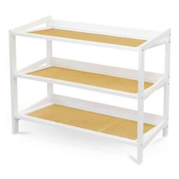 Keplin 3 Tier Bamboo & Rattan Shoe Organiser Rack - Durable, Easy Assembly in White