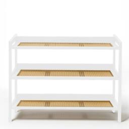 Keplin 3 Tier Bamboo & Rattan Shoe Organiser Rack - Durable, Easy Assembly in White - thumbnail 2