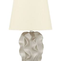 Wyld and Coco Bedside Table Lamp - Light Gold Ceramic Base Cream Fabric Shade - thumbnail 2