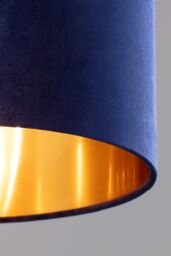 BHS Lighting Velvet Easy Fit Light Shade in Navy - Size: 30 cm diameter x 21 cm high - thumbnail 3