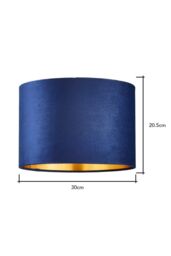 BHS Lighting Velvet Easy Fit Light Shade in Navy - Size: 30 cm diameter x 21 cm high - thumbnail 5
