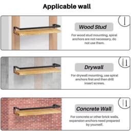 Nordara 2Pcs Wooden Floating Wall Shelves for Home/Office Display & Storage in Brown - thumbnail 5
