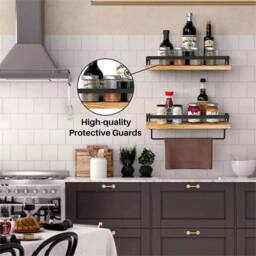 Nordara 2Pcs Wooden Floating Wall Shelves for Home/Office Display & Storage in Brown - thumbnail 4