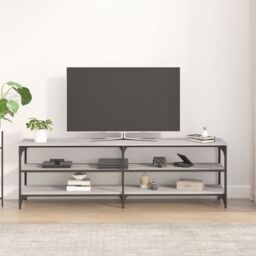 Berkfield Home TV Cabinet Grey Sonoma 160x30x50 cm Engineered Wood - Size: 160 x 30 x 50 cm - thumbnail 3
