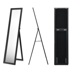 Gymax 2 in 1 Full Length Body Mirror Free Standing Dressing Mirror Wall Mounted in Black - thumbnail 3