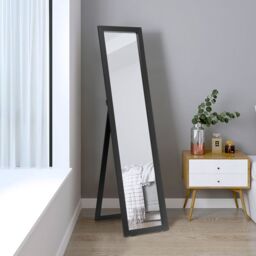 Gymax 2 in 1 Full Length Body Mirror Free Standing Dressing Mirror Wall Mounted in Black - thumbnail 6