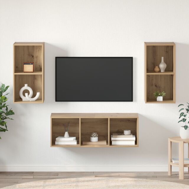 Berkfield Home TV Cabinet Set Artisan oak 37 x 37 x 107 cm Engineered wood - image 1