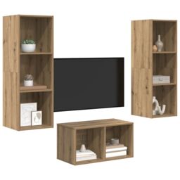 Berkfield Home TV Cabinet Set Artisan oak 37 x 37 x 107 cm Engineered wood - thumbnail 3