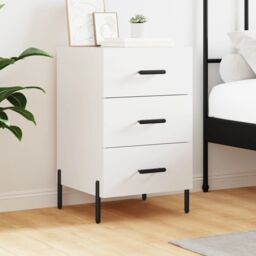 Berkfield Home Bedside Cabinet White 40x40x66 cm Engineered Wood - Size: 40 x 40 x 66 cm - thumbnail 1