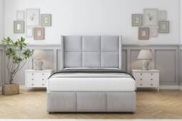 "Comfort Beds Charlie Naples Divan Set 2 Drawers-54"" Wingback-Footboard in Silver - Size: King" - thumbnail 1