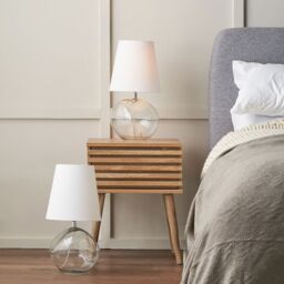 Ruma Set of 2 Hallie Clear Glass & White Shade Table Lamp