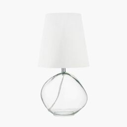 Ruma Set of 2 Hallie Clear Glass & White Shade Table Lamp - thumbnail 4