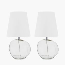 Ruma Set of 2 Hallie Clear Glass & White Shade Table Lamp - thumbnail 3
