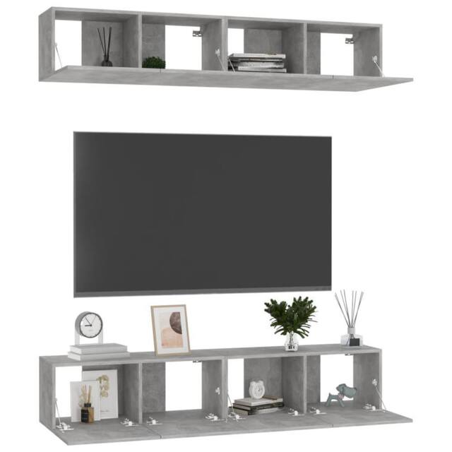Berkfield Home TV Cabinets 4 pcs Concrete Grey 80x30x30 cm Engineered Wood - Size: 80 x 30 x 30 cm - image 1