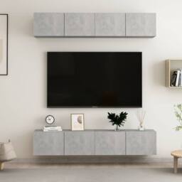 Berkfield Home TV Cabinets 4 pcs Concrete Grey 80x30x30 cm Engineered Wood - Size: 80 x 30 x 30 cm - thumbnail 2