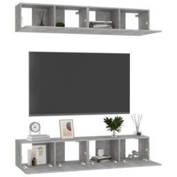 Berkfield Home TV Cabinets 4 pcs Concrete Grey 80x30x30 cm Engineered Wood - Size: 80 x 30 x 30 cm - thumbnail 1
