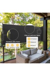 "Living and Home 118""x47"" Retractable Side Awning, Folding Privacy Screen Protection - Waterproof & UV-Resistant Folding Privacy Divider, for Patio" - thumbnail 5
