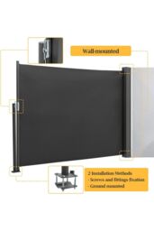 "Living and Home 118""x47"" Retractable Side Awning, Folding Privacy Screen Protection - Waterproof & UV-Resistant Folding Privacy Divider, for Patio" - thumbnail 6