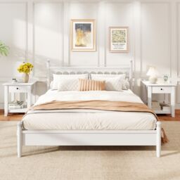 Costway 3-Tier Modern Bedside Table Wooden Nightstand with Drawer in White - thumbnail 6